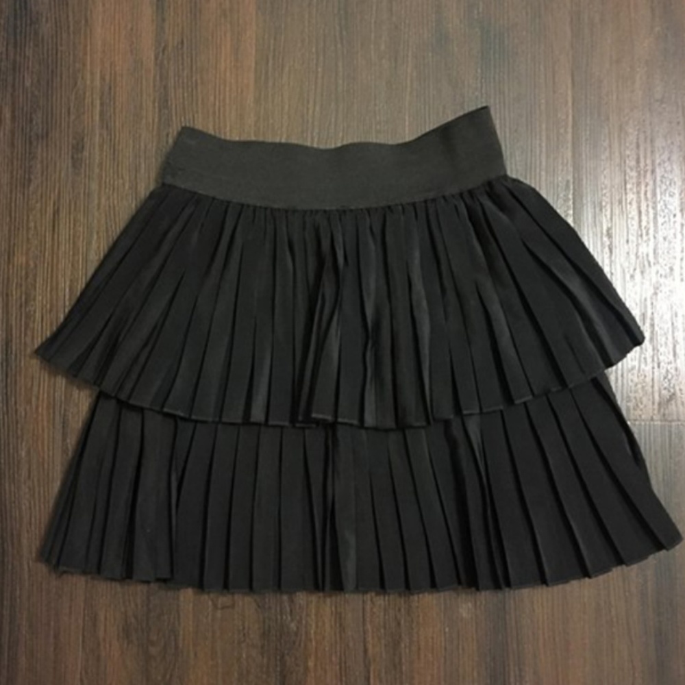 Zara Black Pleated Knee-Length Skirt